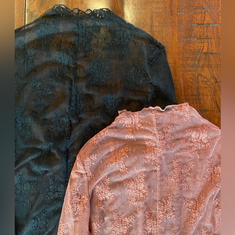 Lace Long Sleeve Tops in Black and Dusty Rose - Picture 8 of 8